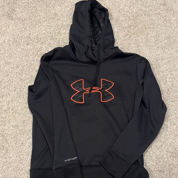 Under Armour Black Hoodie with Bold Orange Emblem - Picture 1 of 3